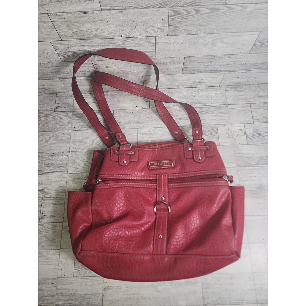 Rosetti New York Purse Shoulder Bag Handbag Faux Leather Vinyl Red Maroon Pebble